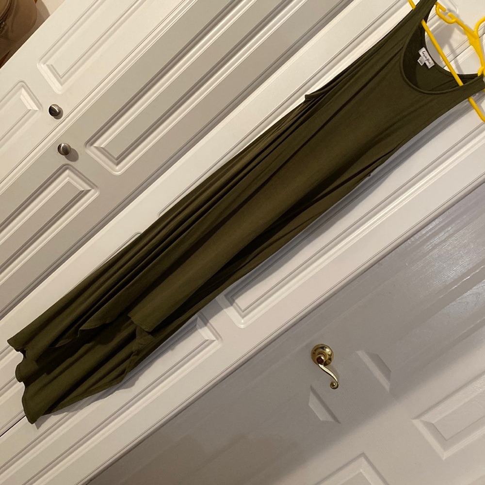 Green asymmetrical dress XS